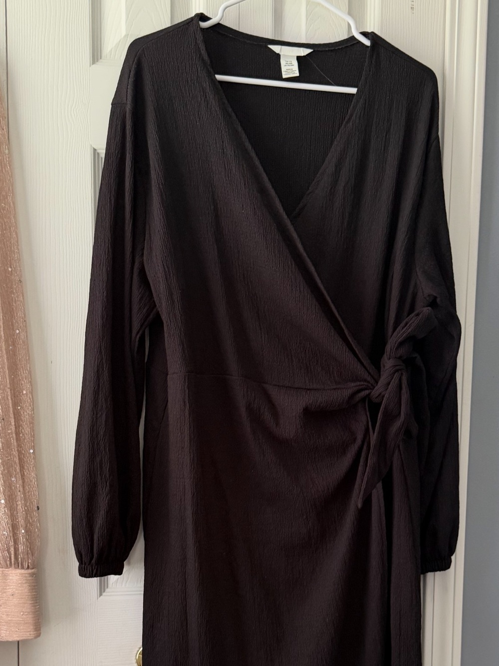 H&M Black Wrap Midi Dress with Side Tie